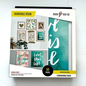 Paper Riot Co Removable Decor Watercolor Signs 52 Pc Stickers Wall Decals NEW